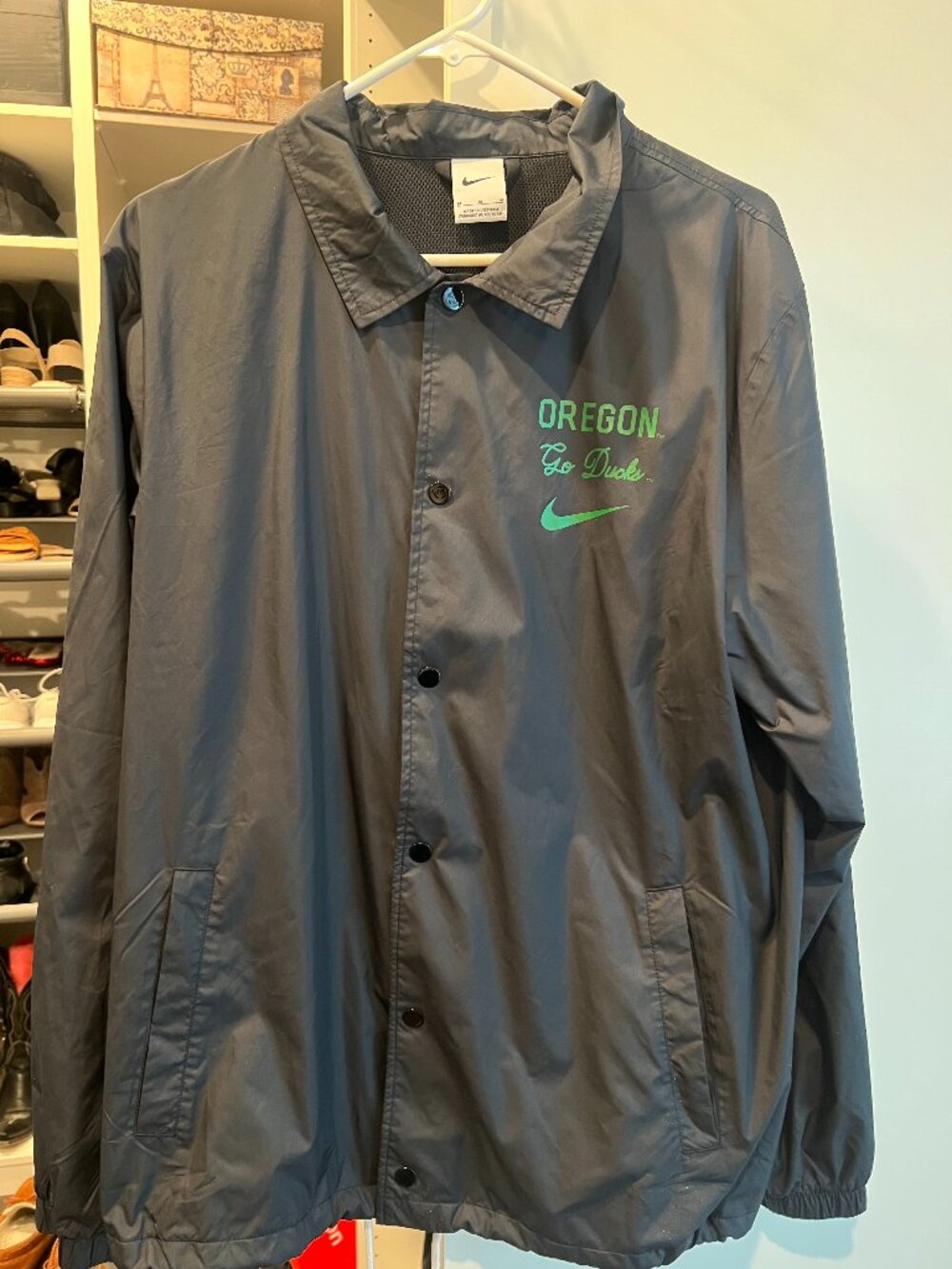 Nike Oregon Ducks Team Issue Snap Black College Jacket-Medium